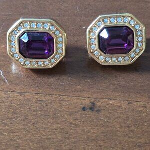 Swarovski purple amethyst clip on earrings